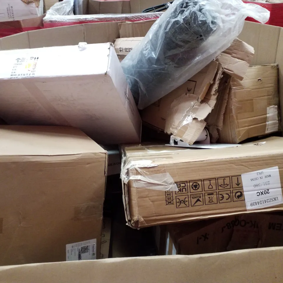 PALLET CONTAINING ASSORTED PRODUCTS INCLUDING DESKTOP SIT-STAND WORKSTATION, PLAYPEN, INFRARED PANEL HEATER WITH WIFI & LED BATTEN LIGHT