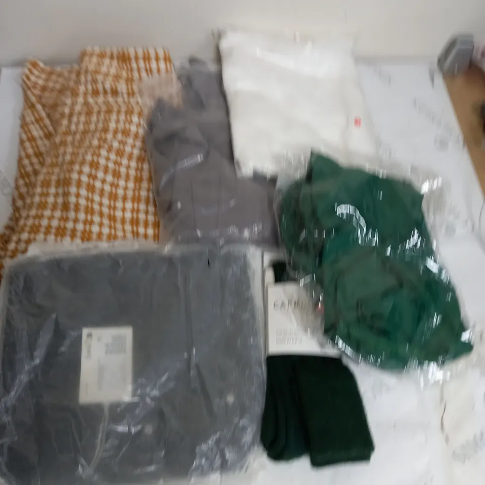 LARGE BOX OF ASSORTED CLOTHING ITEMS IN VARIOUS COLOURS AND SIZES INCLUDING TROUSERS , TOPS AND JUMPERS