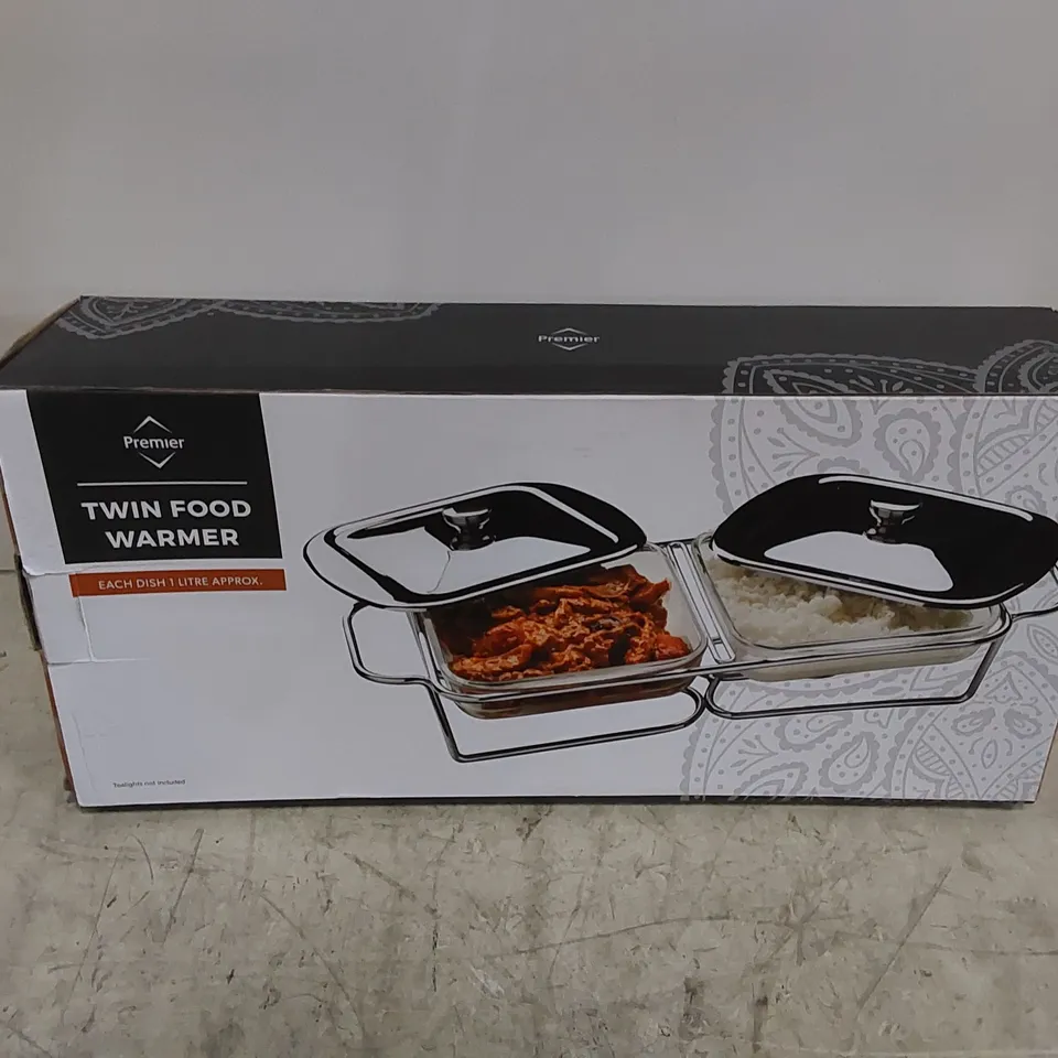 BOXED TWIN STEEL FOOD WARMER WITH MARINEX 