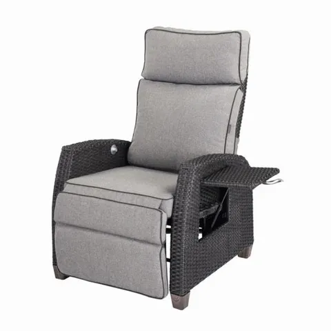 BOXED GRAND PATIO EXTRA-LONG WICKER RECLINER WITH CUSHION - GREIGE