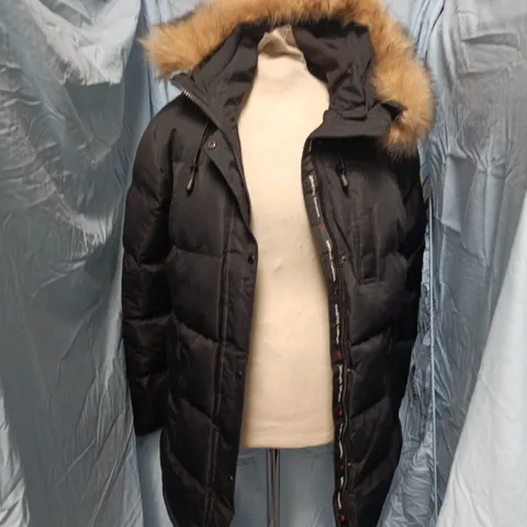 ZAVETTI CANADA BLACK FUR-TRIM PARKA