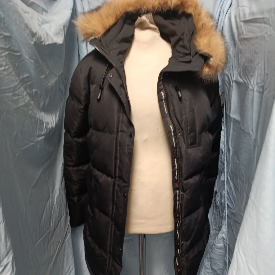 ZAVETTI CANADA BLACK FUR-TRIM PARKA