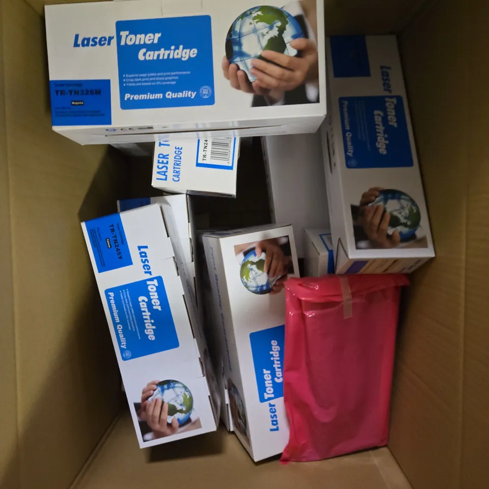BOX OF APPROXIMATELY 10 ASSORTED BOXED LASER TONER CARTRIDGES IN VARIOUS MODELS