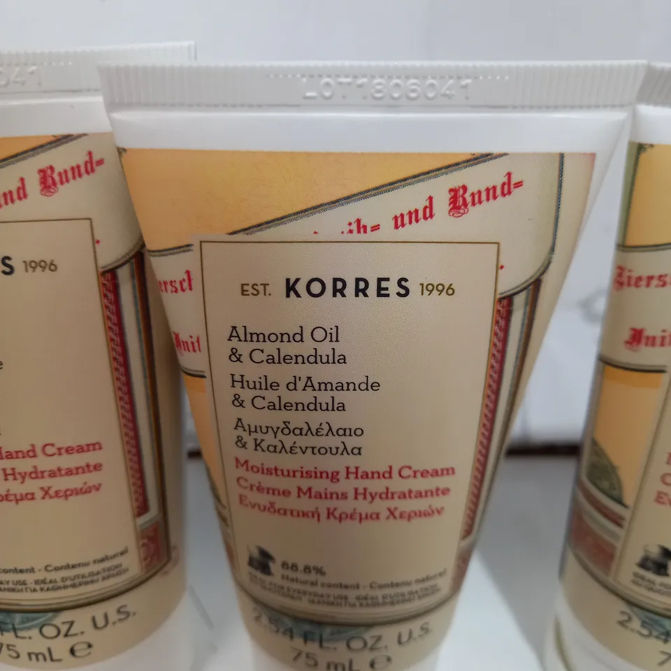 3 X KORRES ALMOND OIL MOISTURISING HAND CREAM