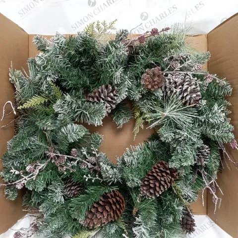 FROSTED CONE WREATH PRE LIT