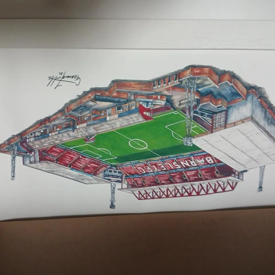 FIVE ASSORTED SPORTING STADIUM ART WORKS