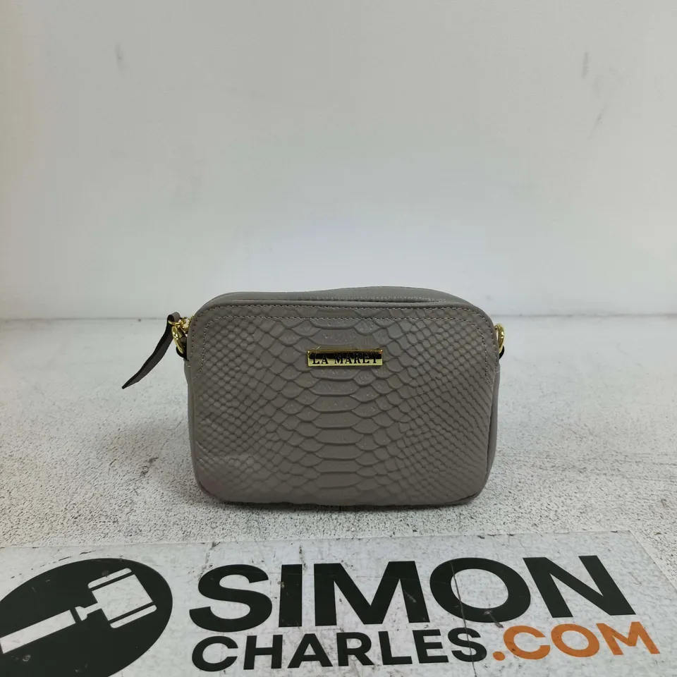 LA MAREY GREY SNAKESKIN-EFFECT CROSSBODY BAG