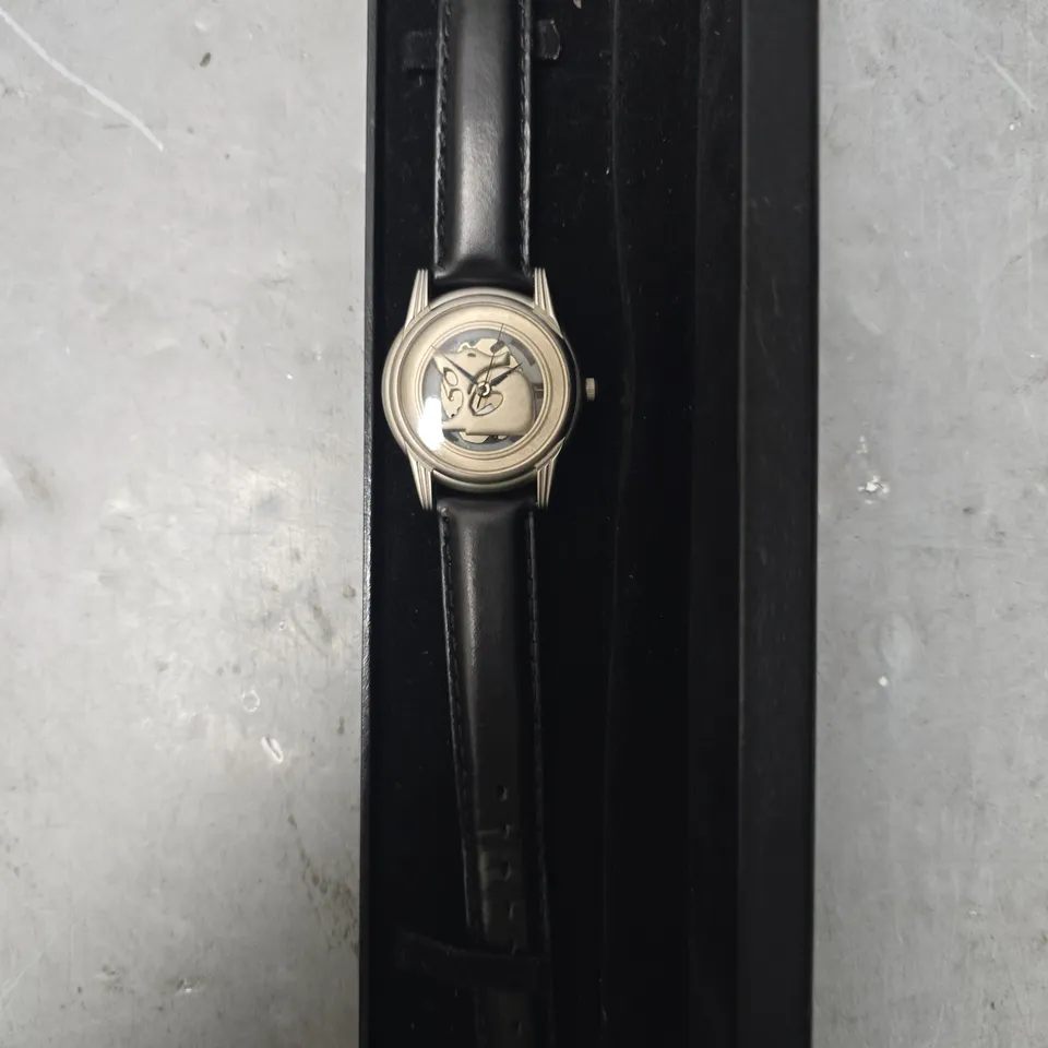 HSV SKELETON DIAL LEATHER STRAP WATCH 