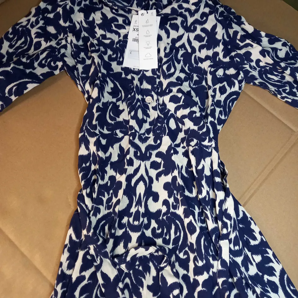 ZARA CREAM/NAVY BELTED MAXI DRESS - XS