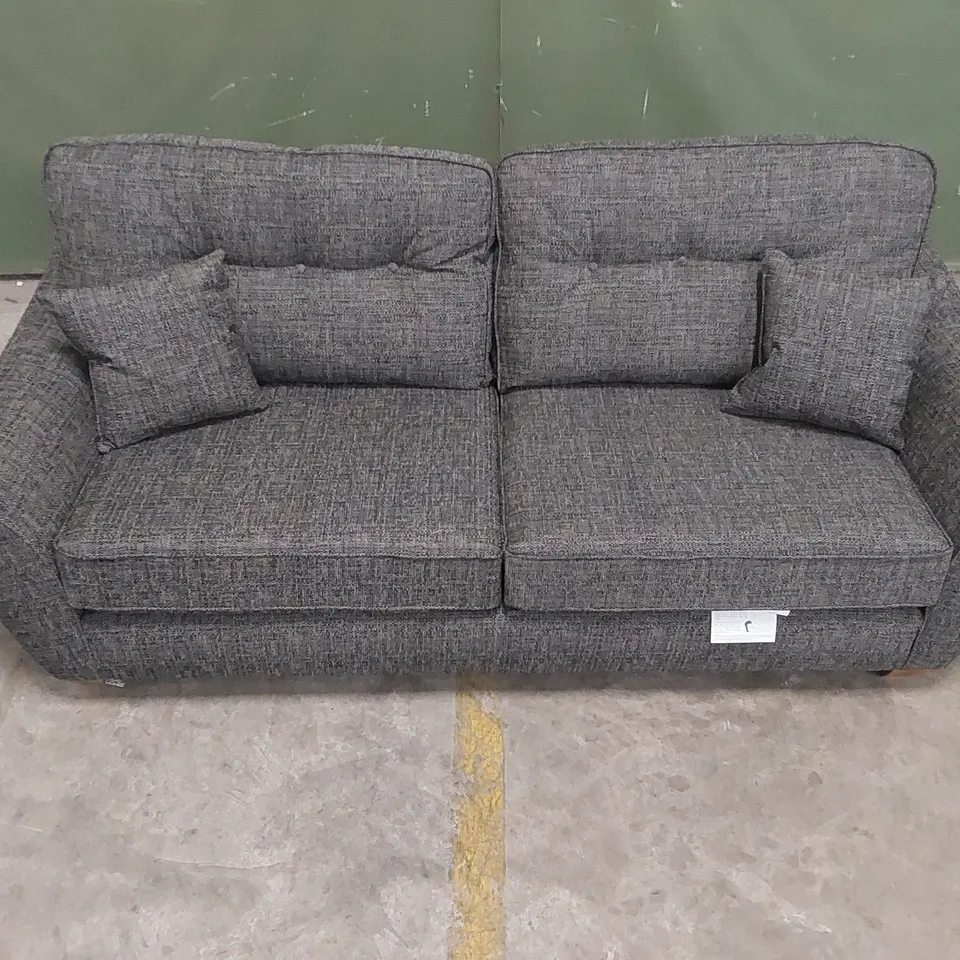 HALSTOW 3 SEATER HIGH BACK FABRIC SOFA - LISBON CHARCOAL 