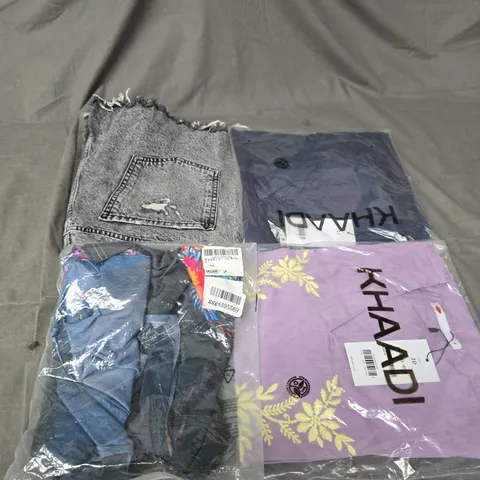 LARGE BOX OF APPROXIMATELY 20 ASSORTED CLOTHING ITEMS IN VARIOUS SIZES, STYLES AND COLOUR