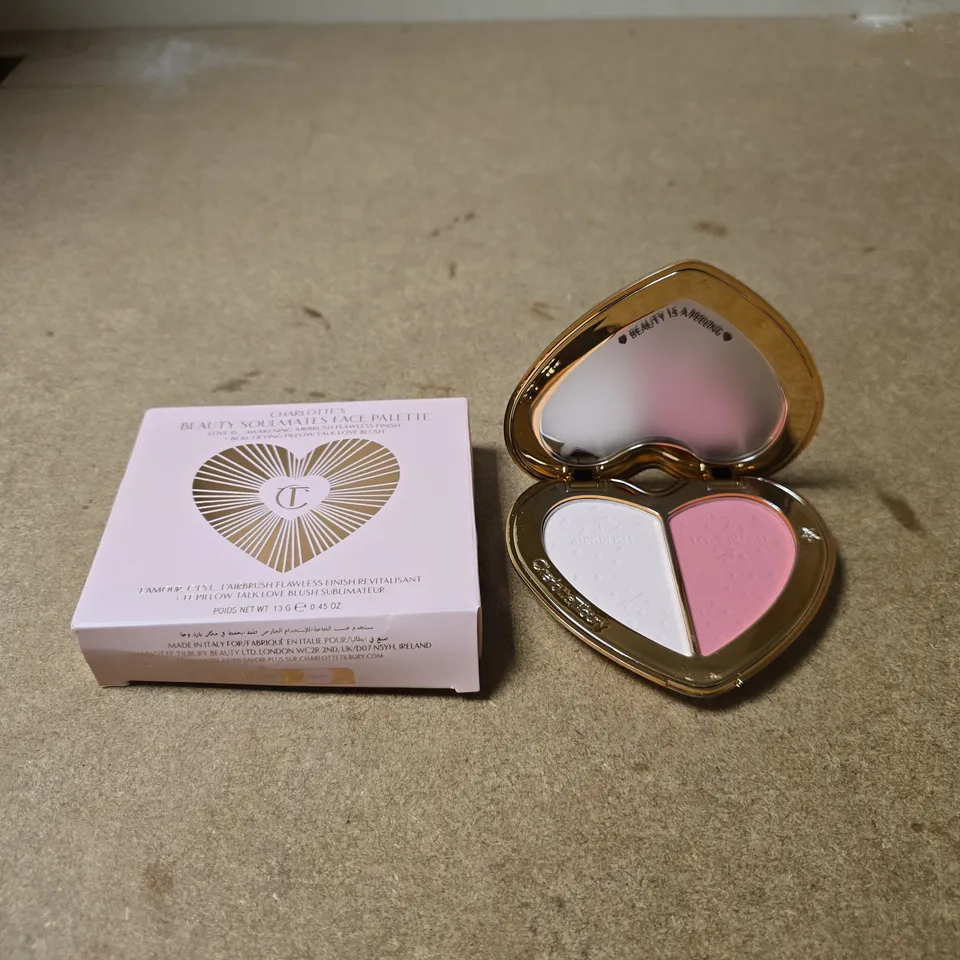 CHARLOTTE TILBURY BEAUTY SOULMATES FACE PALETTE 13G PILLOW TALK FLAWLESS PINK POWDER/BLUSH