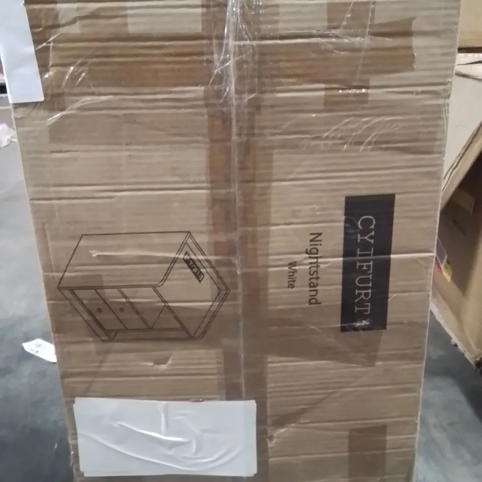 BOXED 2 DRAWERS LED BEDSIDE TABLE WITH CHARGING STATION WHITE