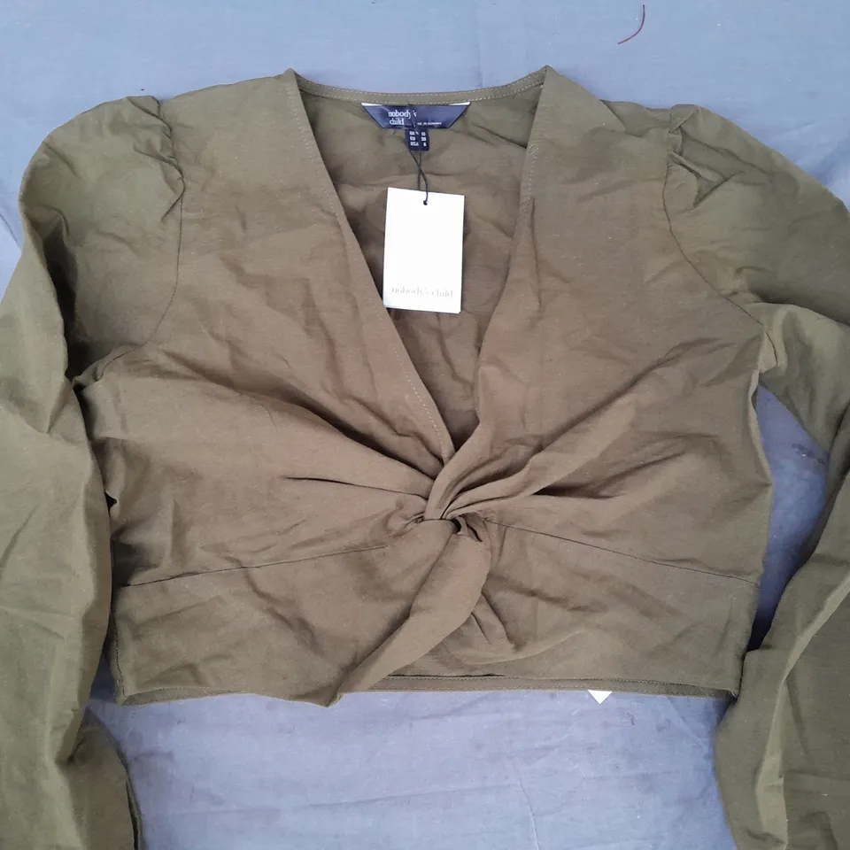 NOBODY'S CHILD RHONA TWIST TOP IN GREEN UK SIZE 10