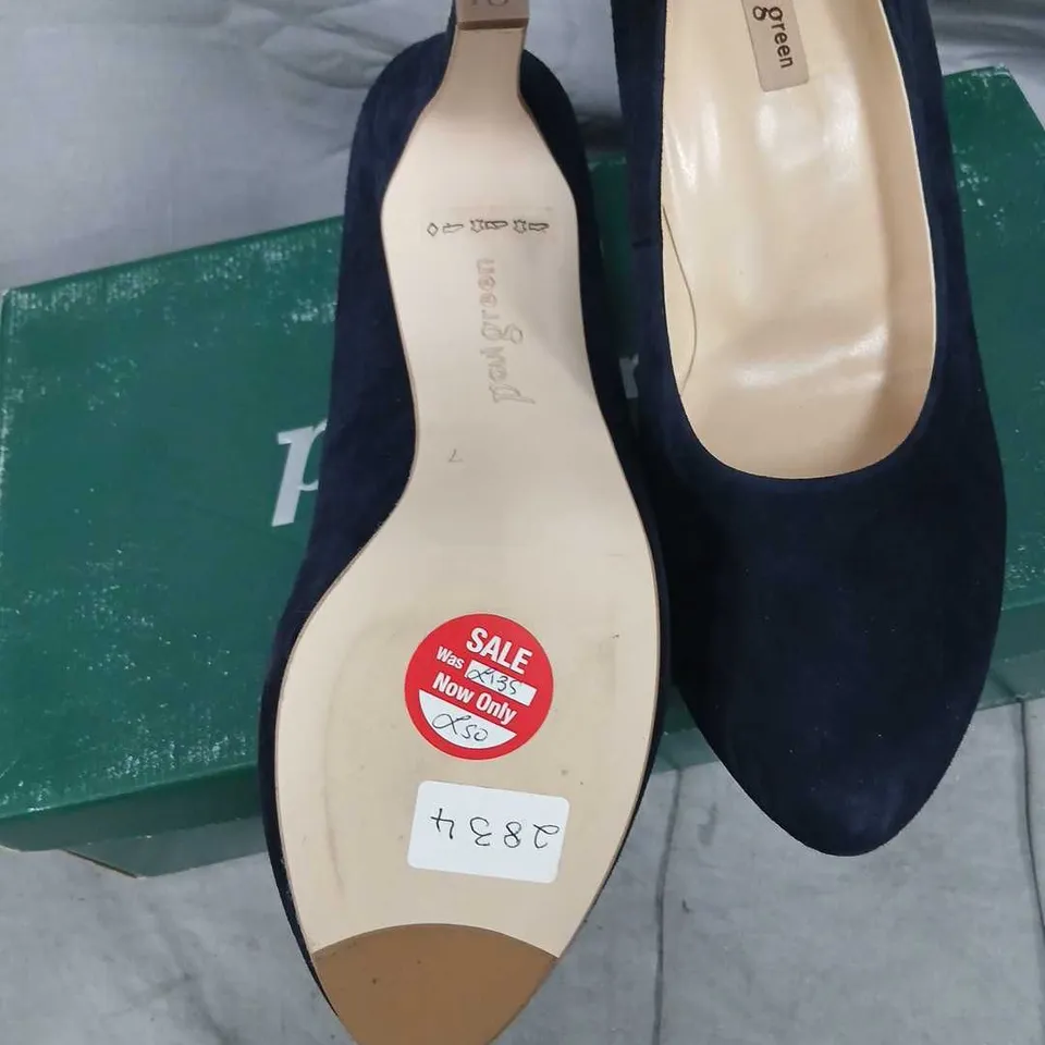 PAUL GREEN NAVY SUEDE PLATFORM COURT HEELS – WOMEN’S, UK 5 (US 7)