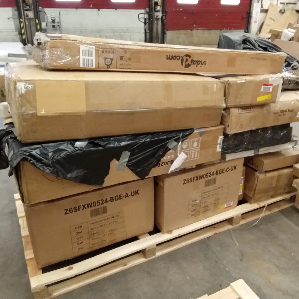 PALLET OF ASSORTED FLATPACK FURNITURE AND FLATPACK FURNITURE PARTS AND PIECES 