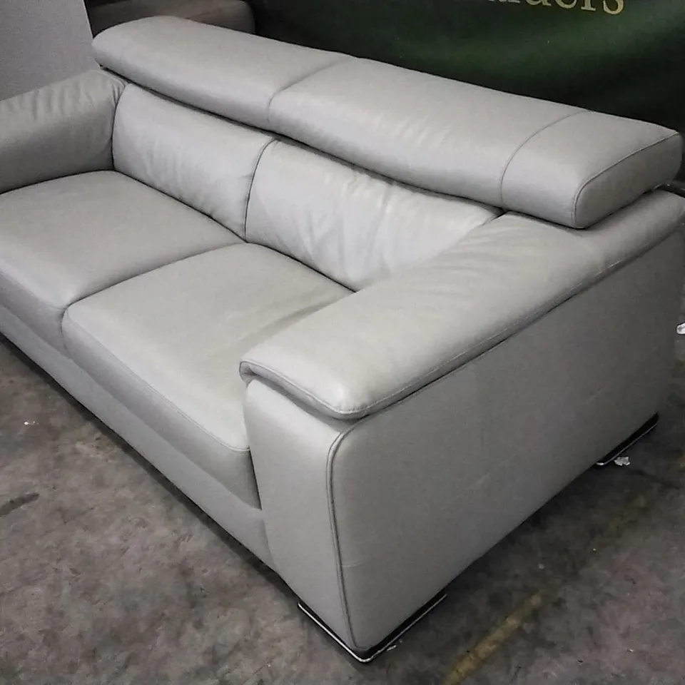 QUALITY ITALIAN DESIGNER MELO SOFA LIGHT GREY LEATHER 