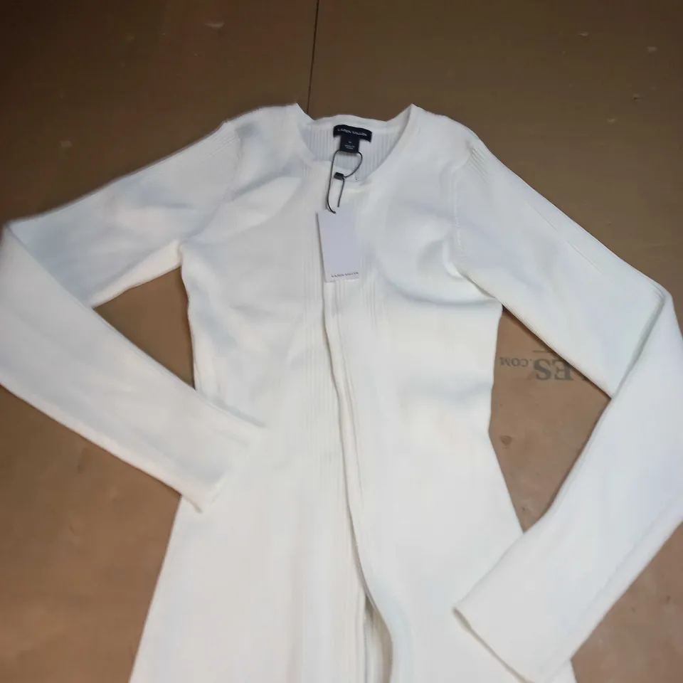 KAREN MILLEN RIB ZIP THROUGH KNIT CARDIGAN SIZE M