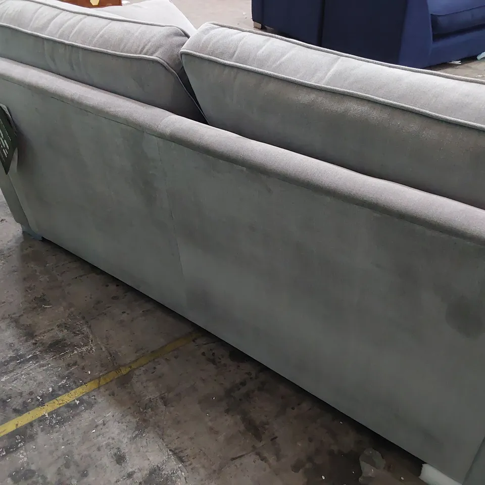 QUALITY BRITISH MADE LOUNGE Co TWO SEATER SOFA WITH BOLSTER CUSHIONS GREY PLUSH FABRIC 