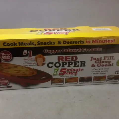 BOXED RED COPPER 5 MINUTE CHEF ELECTRIC MEAL MAKER 