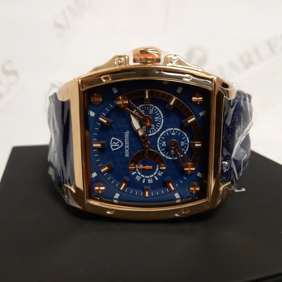 RUCKSTUHL TRIPLE DIAL LEATHER STRAP WRISTWATCH RRP £560