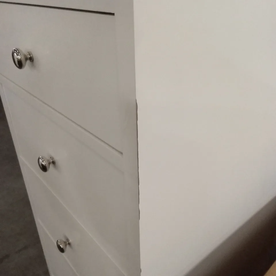 QUALITY DESIGNER ASHBY WHITE 5 DRAWER CHEST