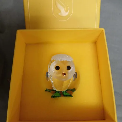 SWAROVSKI CRYSTAL GLASS OWL ORNAMENT IN YELLOW DISPLAY BOX