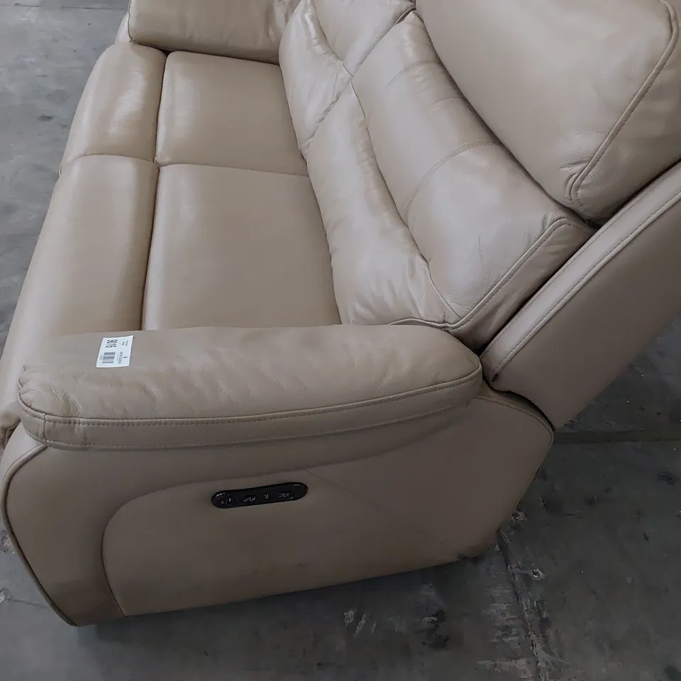 DESIGNER POWER RECLINING THREE SEATER SOFA CARAMEL LEATHER 