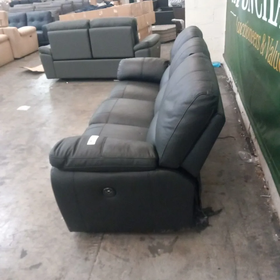 DESIGNER BLACK FAUX LEATHER ELECTRIC RECLINING 3 SEATER SOFA 