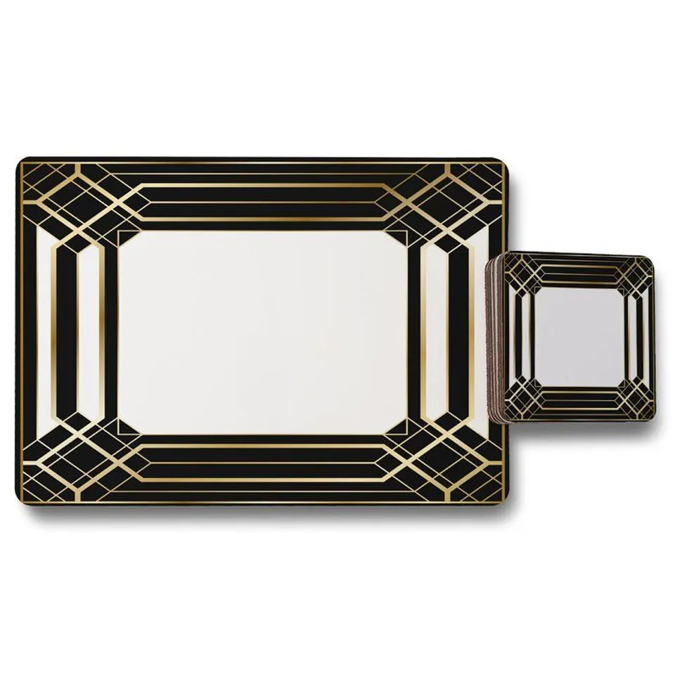 BOXED BEACHAM ART DECO 12 PIECE CORK PLACEMATS AND COASTERS 