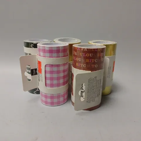 APPROXIMATELY 50 ASSORTED TYPO WRAPPING PAPER ROLLS - 10M ROLL, 10CM WIDE