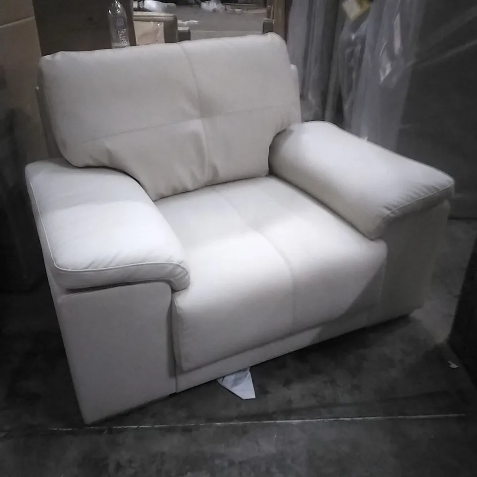 KANSAS ARMCHAIR, IVORY PREMIUM FAUX LEATHER