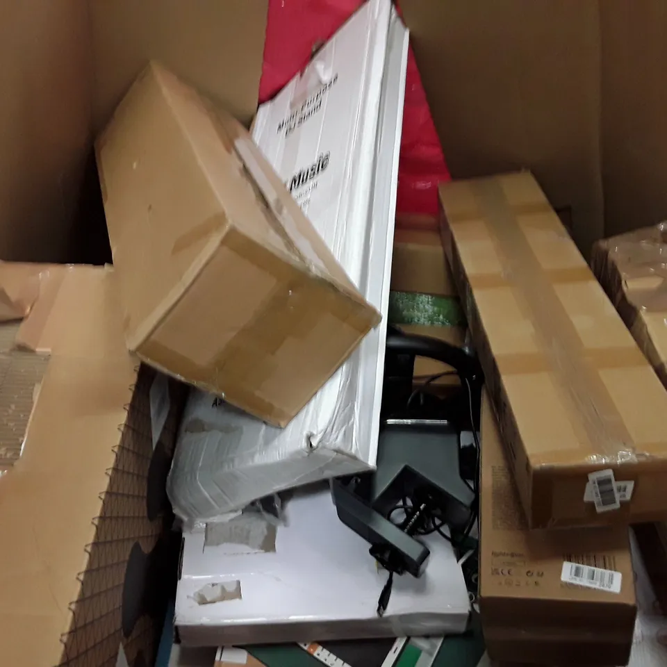 PALLET TO CONTAIN AN ASSORTMENT OF HOUSEHOLD ITEMS TO INCLUDE A4 PAPER SHREDDER, FOOT MASSAGER, LED MONITOR AND VINYL FLOOR ECT