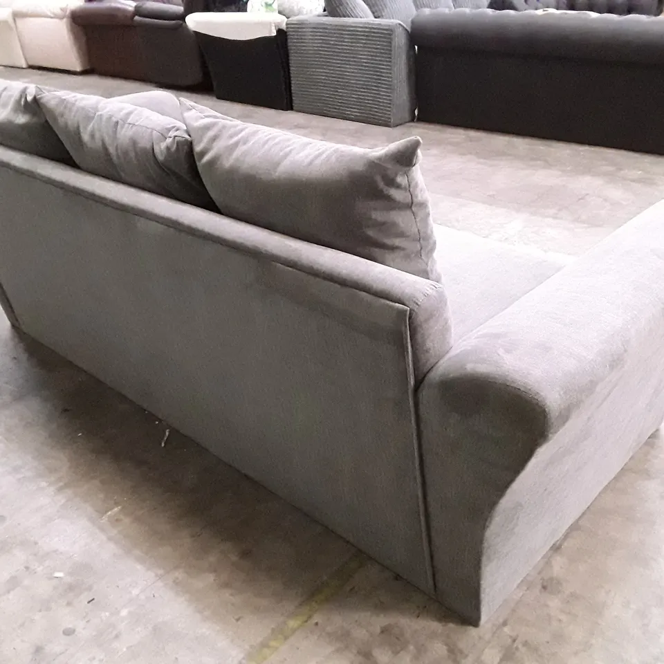 DESIGNER 3 SEATER SOFA - GREY FABRIC 