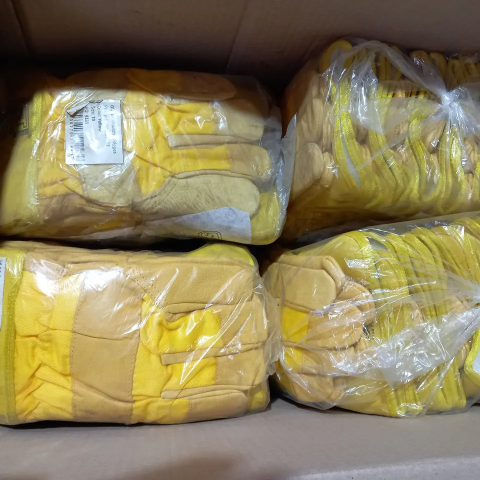 BOX OF APPROXIMATELY 5 PACKS OF GLACIER INSULATED RIGGES YELLOW GLOVES (10 PER PACK)