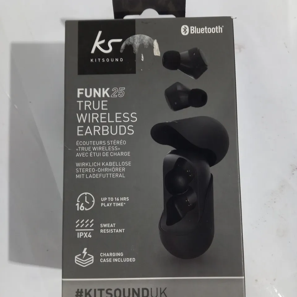 KITSOUND FUNK 25 WIRELESS EARBUDS IN BLACK 