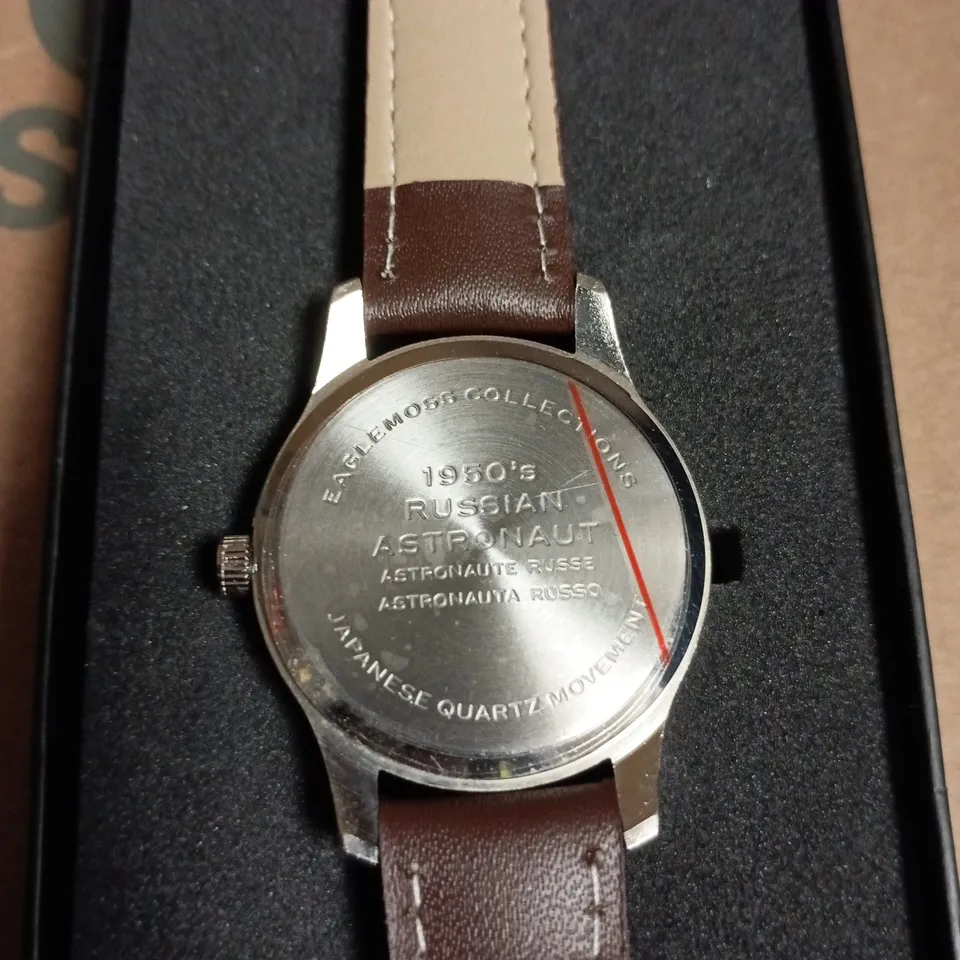 EAGLE MOSS COLLECTIONS 1950'S RUSSIOAN ASTRONAUT WATCH WITH BROWN LEATHER STRAP