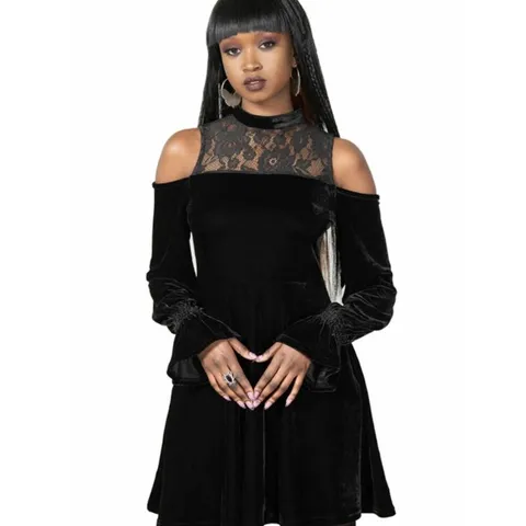 BRAND NEW KILLSTAR - BABY ANGELES SKATER - BLACK WOMEN'S DRESS SIZE XS