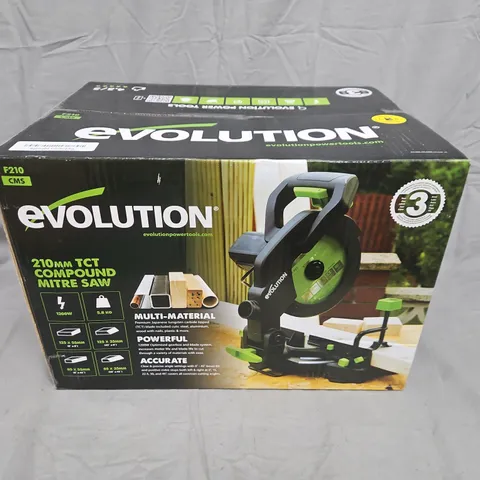 EVOLUTION 210MM TCT COMPOUND MITRE SAW – BOXED