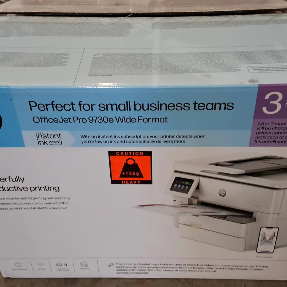 BOXED HP OFFICE JET PRO 9730E WIDE FORMAT PRINTER 