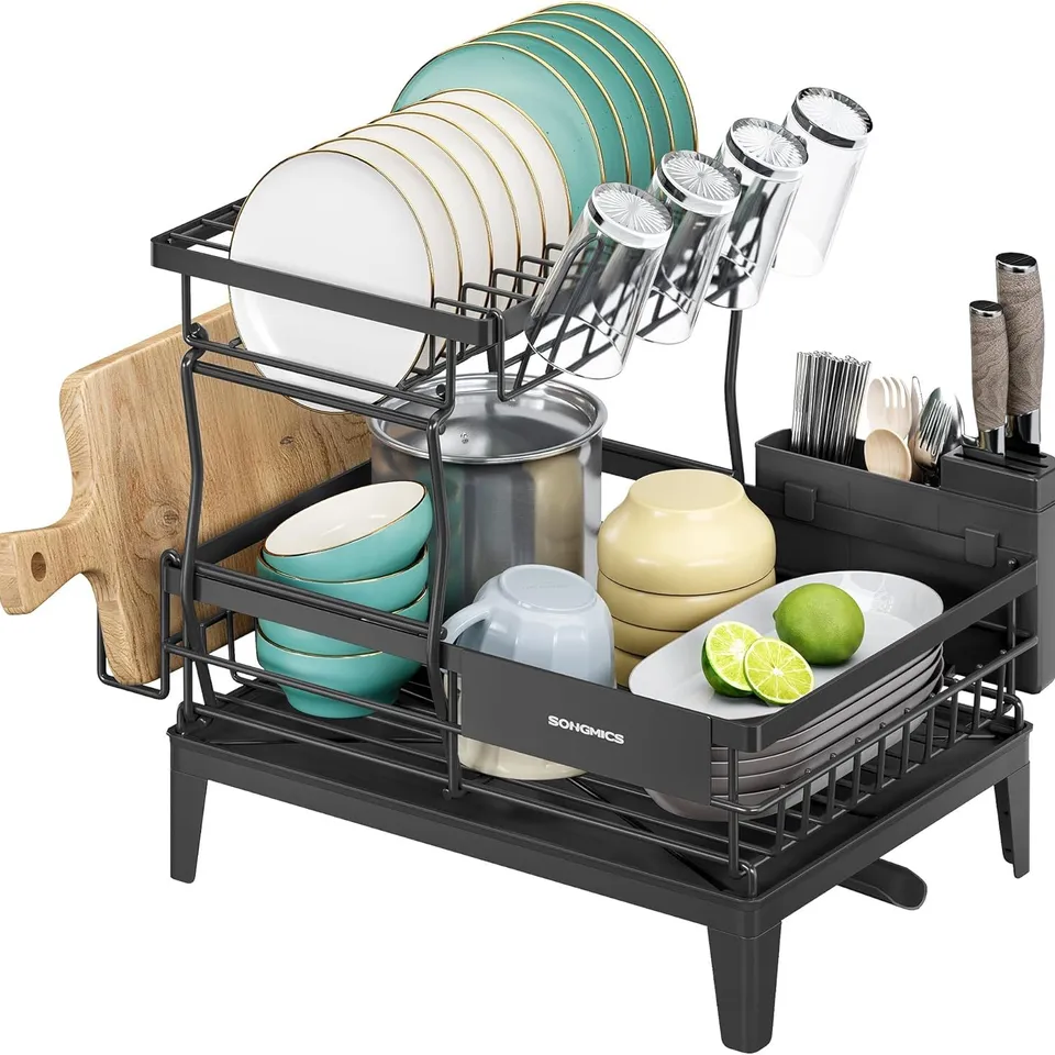 BOXED SONGMICS DISH DRYING RACK - BLACK