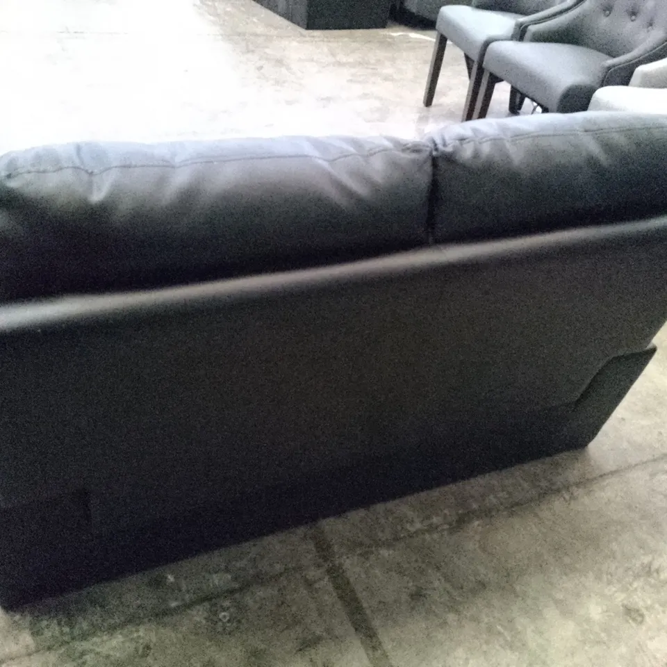 QUALITY DESIGNER KENTON SMALL 2 SEATER SOFA - BLACK LEATHER
