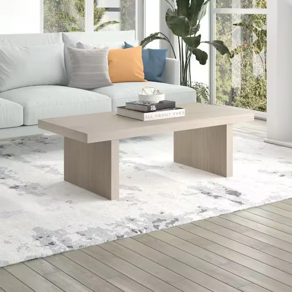BOXED 36 INCH COFFEE TABLE - ALDER WHITE FINISH (1 BOX)