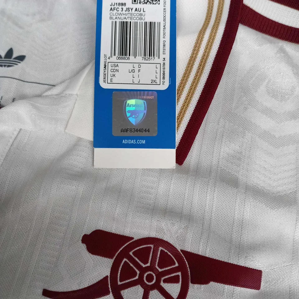 ARSENAL FC JERSEY – WHITE , PLAYERS VERSION    UK L