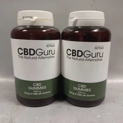 2 X CBD GURU THE NATURAL ALTERNATIVE 60 CBD GUMMIES 10MG (600MG) 