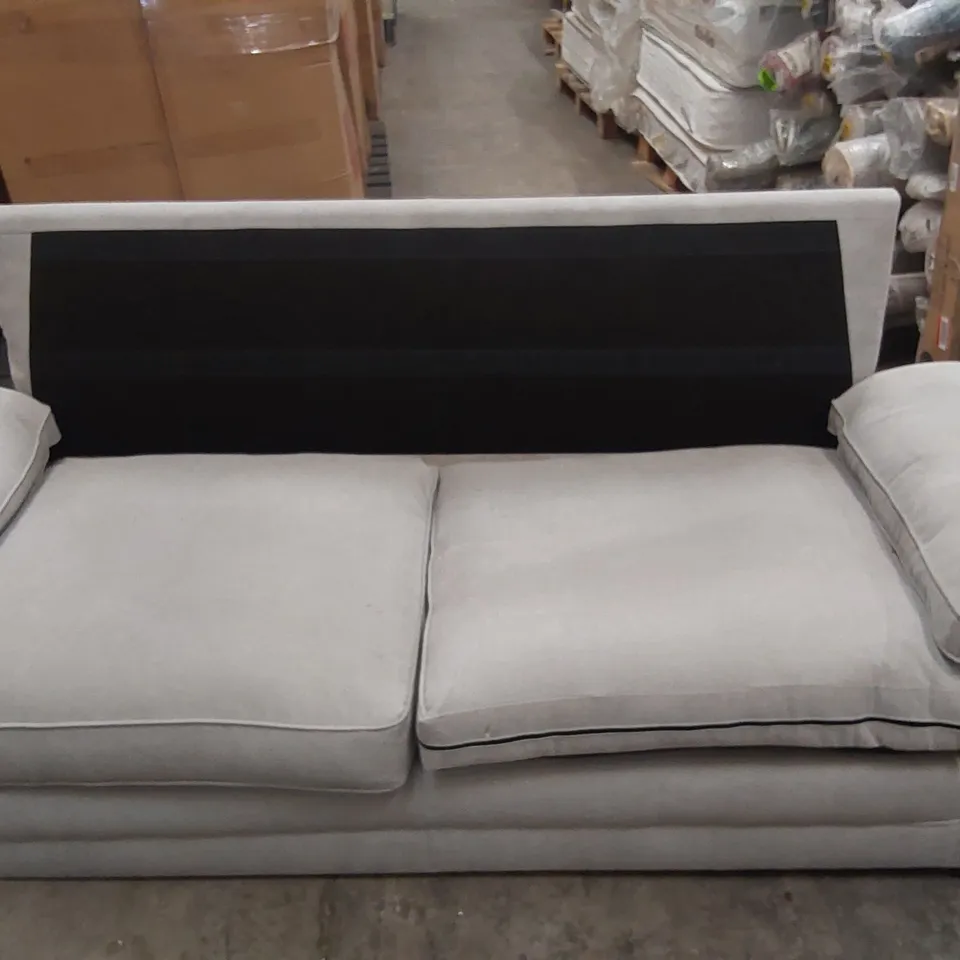 DESIGNER 3 SEATER FABRIC SOFA - DAMAGED BACK