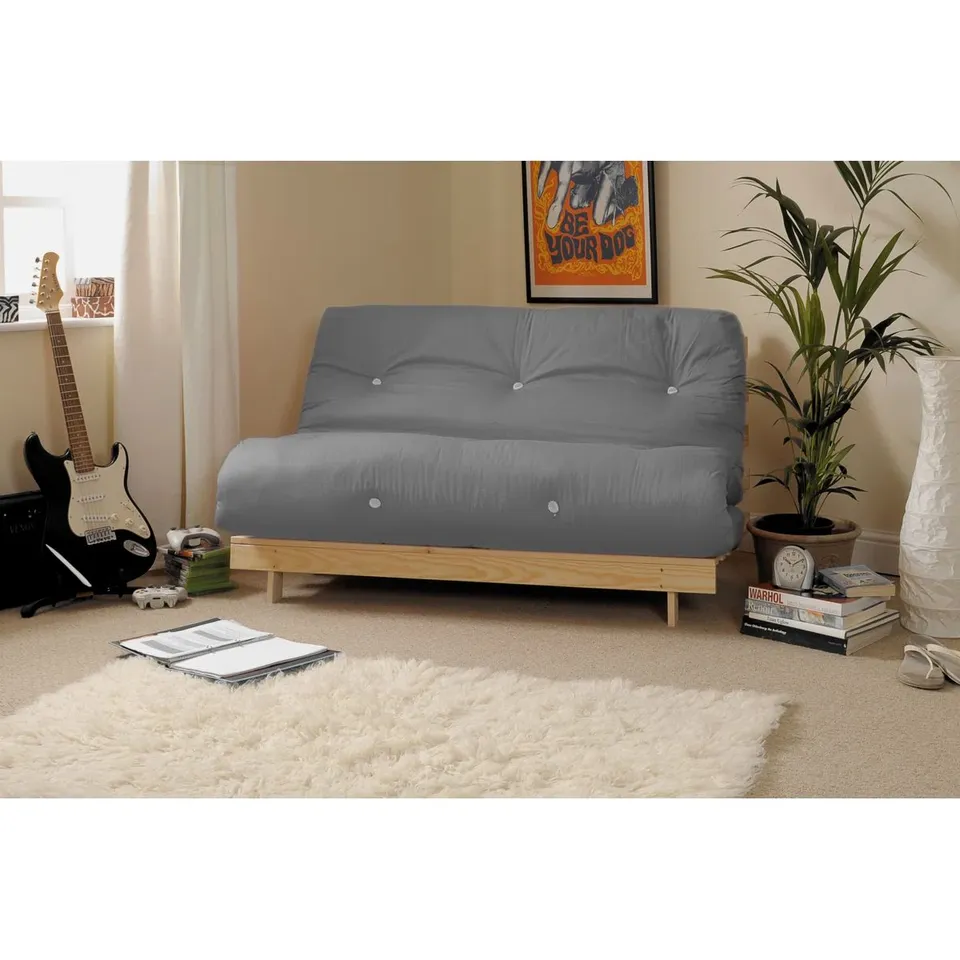 BOXED/BAGGED ARLETE UPHOLSTERED TUFTED FUTON AND MATTRESS - GREY (2 BOXES)