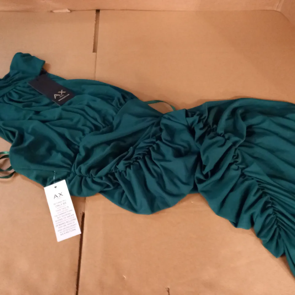 AX PARIS TEAL RUCHED BODYCON DRESS - 12