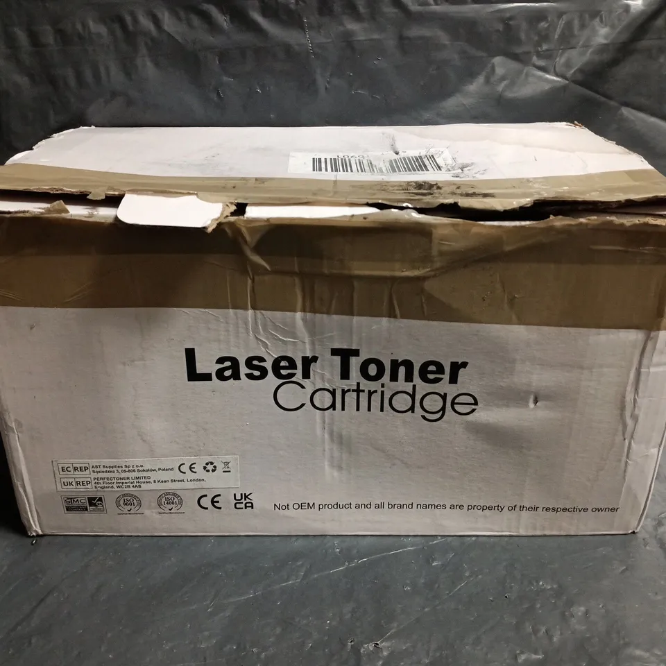 BOX OF APPROXIMATELY 8 ASSORTED PRINTER TONER CARTRIDGES