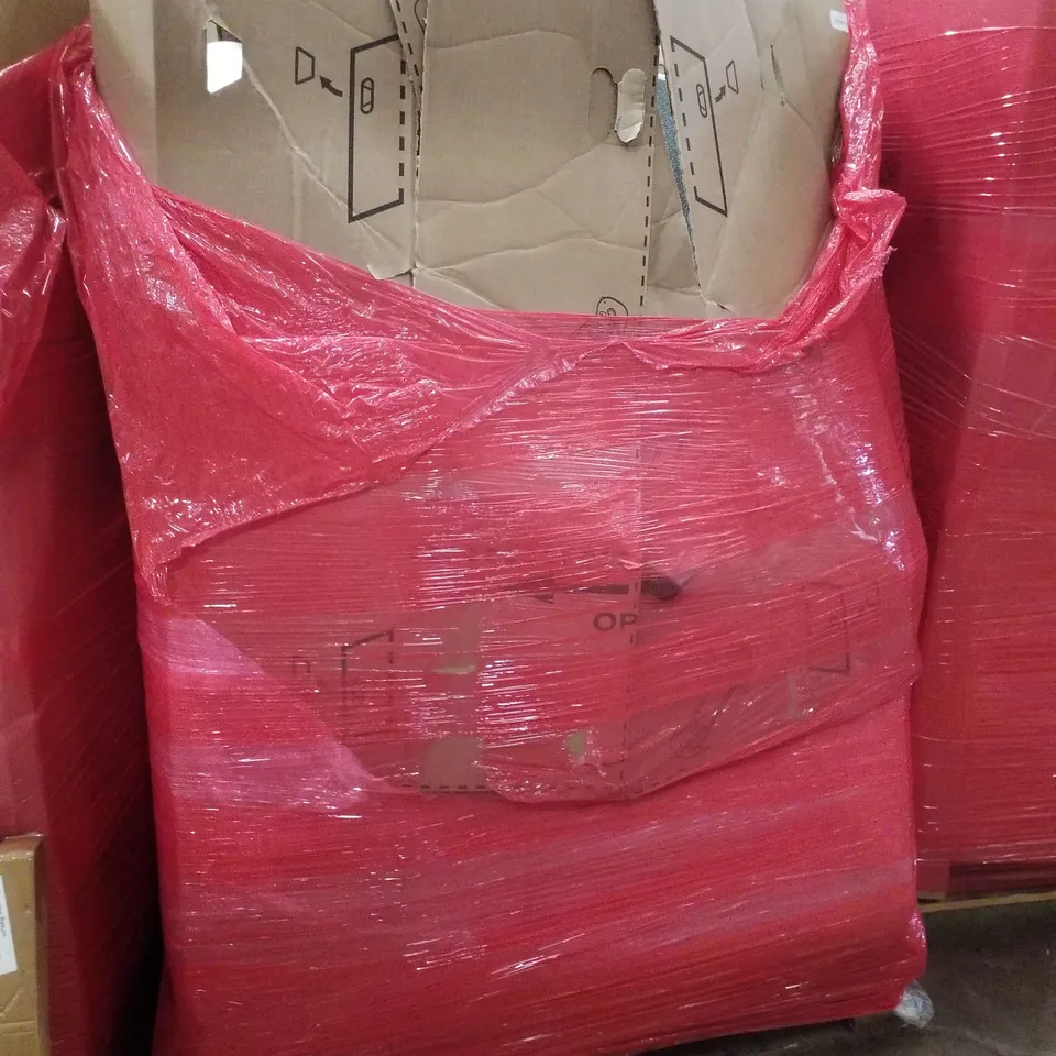 PALLET CONTAINING ASSORTED PRODUCTS INCLUDING AIR COOLER, BABY SCALE, SMALL BEDSIDE TABLE, CABINET LIGHTS & SPRINKLER HOSE